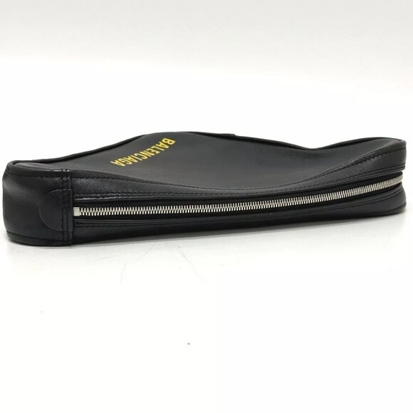 BALENCIAGA 476976 Triangle triangle clutch bag bag Pouch Leather Black - Picture 6 of 13